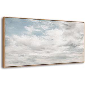 DJSYLIFE Framed Wall Art Decor, Classic Cloud Oil Painting Canvas Print, Vintage Sky Landscape Picture for Farmhouse Home Decor, Large Artwork for Living Room Bedroom, 20"x40"