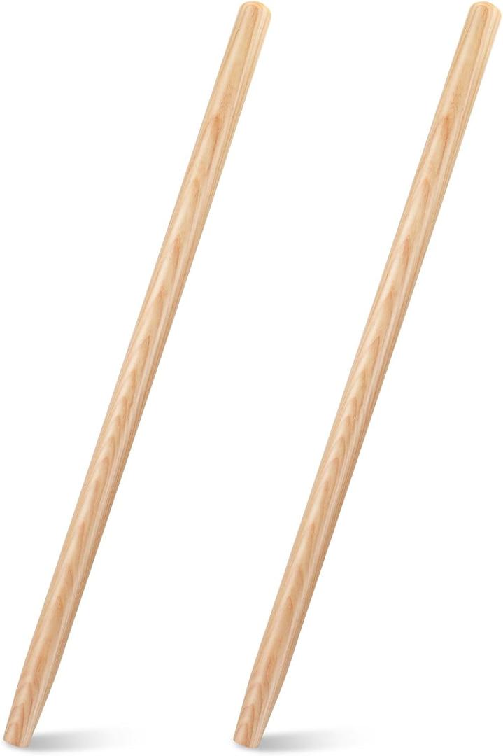 Docik 2 Pcs Shovel Handle Replacement 48" Length, 1-1/2" Diameter, Strong Hardwood Solid Ash Wood Straight Handle for Long Shovels Garden Tool
