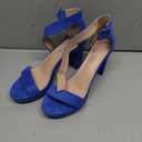 Herstyle Women's Chunky Platform Heels 4 Inch Block Heeled Sandals, Open Toe Dressy Strappy Heels with Ankle Strap for Wedding, Prom, Party & Graduation (Blue, 11)