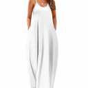 Wolddress Womens 2025 Casual Sleeveless Sundress Plus Size Loose Plain Long Summer Beach Maxi Dress with Pockets White 5XL