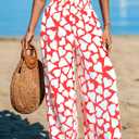 LOTUCY Women's Casual Pants Elastic High Waist Drawstring Graphic Print Palazzo Wide Leg Loose Pants