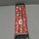 RJVW Small Christmas Gift Wrapping Paper Rolls,3 Rolls 17inches x 198inches Reversible Gift Wrapping Paper, Red Gold White Wrapping Paper, Snowflakes, Stripes, Plaid, Santa hat, Christmas decorations