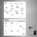 2 x Magnetic Dry Erase Calendar Set  14x11 Monthly & Weekly Planners for Refrigerator  Stain-Resistant Surface with Markers & Magnetic Board Eraser (2PCS, white)