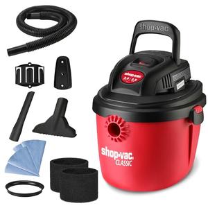 Shop-Vac 2.5 Gallon 2.5 Peak HP Wet/Dry Vacuum, Portable Compact Shop Vacuum with Collapsible Handle Wall Bracket & Multifunctional Attachments for Home, Jobsite. 2036000