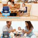 Portable Baby Chair, Baby Beach Chair with 2-Pack Interchangeable Seat Covers, Portable Booster Seat with Tray & Travel Bag, Compact Foldable, Easy-Swap Colors, Perfect for Travel