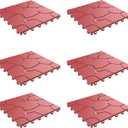 Pure Garden 6-Pack Polypropylene Interlocking Patio Deck Tiles - Weather-Resistant Outdoor Flooring for Balcony, Porch, and Garage (Brick Red)