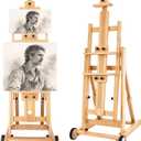 Falling in Art Studio H-Frame Easel with Tilting & Flat Position, Natural, 77 inches
