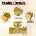 Garden Hose Tee Adapter GHT 3/4 Brass Female x Female x Male Swivel Water Pipe Connector, Heavy Duty 3 Way Splitter T Shaped Fitting for Outdoor Faucet/Bibs, Drip Irrigation Line