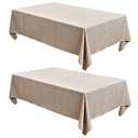 Fitable Linen Textured Tablecloths 2 Pack, Faux Burlap Rectangle Table Clothes for 6 Foot Tables, Rustic Table Covers for Buffet, Banquet, Kitchen Dining, Party, Farmhouse (Nature, 54 x 108 Inch)