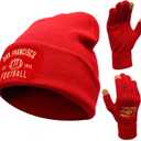 Vintage Classic Skull Cap Embroidery Beanie Fasion Hat Cuffed Winter Hat Knit Comes with Warm Gloves Gifts for Men Women Fans (San Francisco)