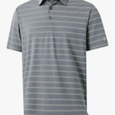 MAELREG Golf Shirts for Men Moisture Wicking Striped Polo Performance Dry Fit Business Sports Mens Polo Shirts Short Sleeve, Size XL, Grey