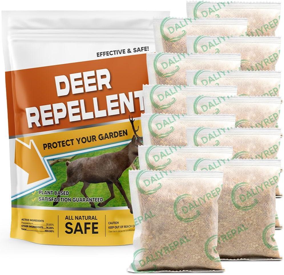 Deer Repellent for Plants, Rabbit Repellent Outdoor, Deer Away Repellent Outdoor, Rabbit Deterrent, Deer Deterrent for Trees, Deer Repellant Yard 12P