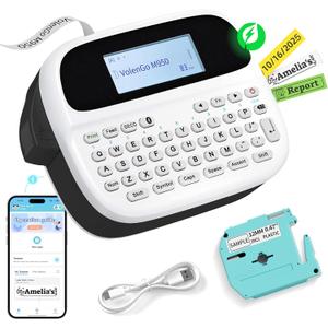 Label Maker Machine with-Tape, Rechargeable Label Maker Waterproof-Labels, Backlit Bluetooth Labeler, M950 12mm Portable Labeling Maker for Home Organization Office School Teacher Supplies