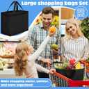 Windyun Reusable Grocery Bags Large Non Woven Shopping Bags with Handles Foldable Portable Tote Bulk, 12.6 x 11.8 x 6.3 Inch