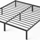 Sweetcrispy Queen Size Bed Frame, Metal Platform Bed Frames Mattress Foundation with Steel Slat Support, No Box Spring Needed, Storage Space Under Base, Easy Assembly, Modern Black