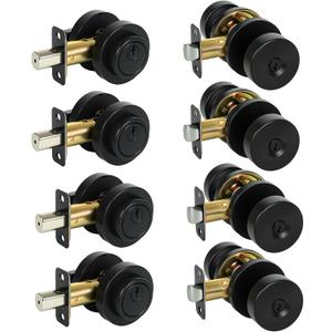 Cielsa Dawn Single Cylinder Deadbolt Door Locks with Keys, Keyed Alike Door Locks for Front Door.(Matte Black,4pack-Set)
