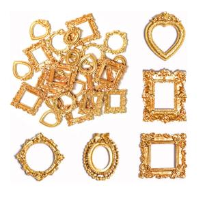 25Pcs Vintage Resin Picture Frame Mini Antique Photo Frame DIY Small Picture Frames Mini Vintage Frame Antique Photo Frames for Jewelry Display Photography Wall Decor (25, Gold