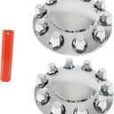 Silscvtt Chrome Semi Truck Hub Cover Wheel Axle Cover Center Caps Complete with 33mm Screw-on Lug Nuts for 22.5 Inches and 24.5 Inches Semi Truck Wheels 2 Front