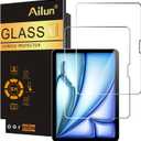 Ailun Screen Protector for iPad Air 11 Inch 2026/2025/2024 [8/7/6th Gen M4/M3/M2], iPad Pro 11 inch 2025/2024 [6/5th Gen M5/M4],Tempered Glass Face ID Apple Pencil Compatible Case Friendly 2 Pack