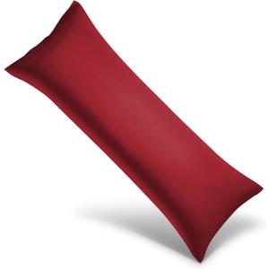 Body Cooling Pillowcase Long Pillow Case Breathable Cool Silky Soft Fabric, Hair and Skin Friendly, Red, Pack of 1, 20x54IN