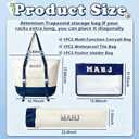 Mahjong Tile Bag and Rack Bag 3-Piece Set, Canvas Tote,Dark Blue