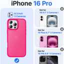 for iPhone 16 Pro Case, [Military-Grade Drop Protection][Anti-Yellowing] Shockproof Protective Translucent Matte Cover for iPhone 16 Pro Phone Case,Hot Pink