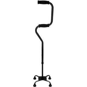 HealthSmart Quad Walking Cane, Sit To Stand Walker, Adjustable Canes for Men, Canes for Women, FSA HSA Eligible with Quad Base, Foam Handles Quad Cane, Black
