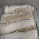 Great Bay Home 100% Cotton Velour 4 Pack Beach Towels 30" x 60" - Taupe Cabana Stripe Pool Towels - Quick Dry, Large Swim Towels (Linen)