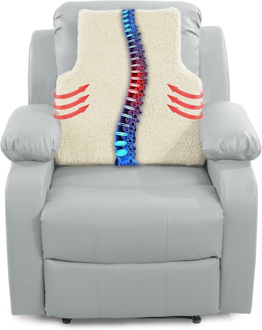 MABOZOO Sherpa Fleece Lumbar Support Pillow for Recliner Chair,Memory Foam Lumbar Pillow for Back Pain Relief,Ergonomic Back Support Pillow for Car, Couch, ReclinerBeige