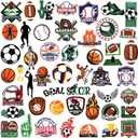 Tigeen 48 Pcs Sports Iron on Patches Soccer Football Baseball Basketball Embroidery Applique Patches for Hats Clothes Jackets Jeans Dress Backpacks Bags Accessory(Sports)