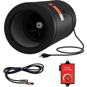 8 Inch Inline Duct Fan Built with Silencer with Speed Controller - EC Motor Ventilation Exhaust Fan for Heating Cooling Booster, Grow Tents, Hydroponics, NSK/SKF bearingsETL Listed