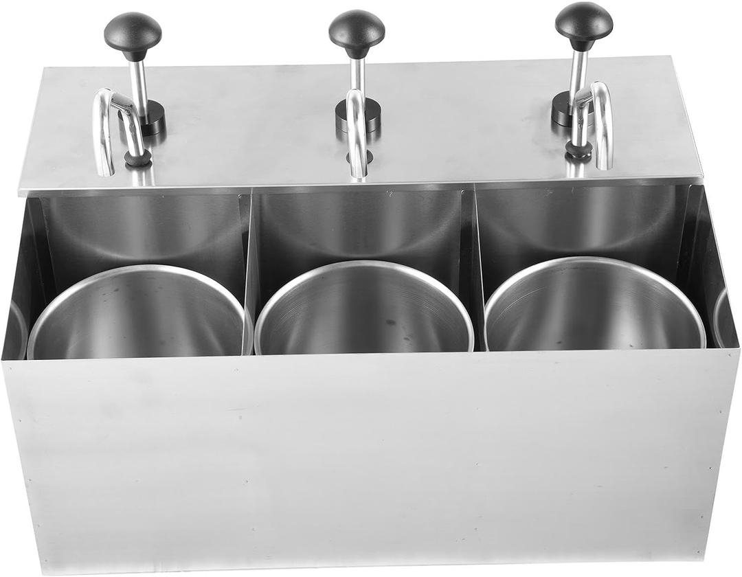 Sauce Pump Dispenser | Stainless Steel Condiment Pump Station,Salad Dressing Dispenser, Detachable Pump Sauce Dispenser for Ketchup, Vinegar, Barbecue Sauce