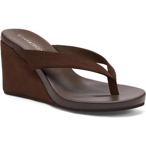 Coutgo Womens Wedge Heels Sandals Platform Flip Flops Slides Slip On Summer Beach Shoes (8, Dark Brown)