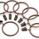 HD6063 Pack of 14 Drapery Curtain Rings with Clips, 2.5 Inch Inner Diameter (14, Antique Copper)