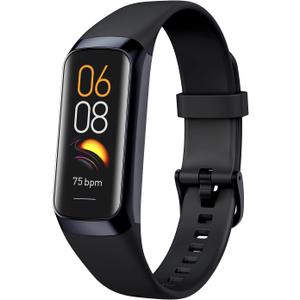 Smart Band for Men Women, 1.1'' AMOLED Color Screen, Activity Tracker with 25 Sport Modes, Heart Sleep Monitor, 3 ATM Water Resistant, Fitness Watch Compatible with iOS & Android (Black)