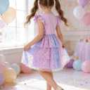 Little Girls Tulle Tutu Dress Toddler Summer Ruffle Sleeve Fluffy Tiered Dress Kids Birthday Party Outfits 2-3 Years