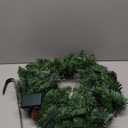 24" Pre-lit Christmas Wreath for Front Door, Timer Outdoor Wreath for Windows with Pine Needles, Pine Cones & Hanging Hooks, Battery Operated Artificial Wreath Decorations Indoors