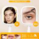 Gospire Rectangle Lighted Makeup Mirror with Magnification, 10X Magnifying Mirror with Lights 3 Color, Height Adjustable and 4000mAh Battery for Bedroom Bathroom, Large Surface for Women or Men- White