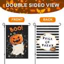 3 x Halloween Garden Flag,12x18 Double Sided Halloween Flags for Outside, with 2 Different Designs Front and Back,Small Burlap Flags for Yard and Garden Decor