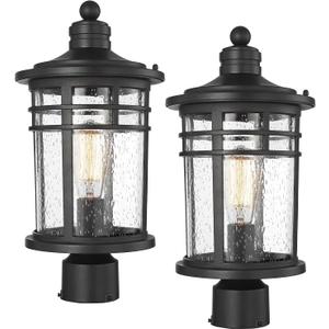 Darkaway Large Outdoor Post Lights Lamp Posts Outdoor Lighting, 17inch Post Lights Waterproof 2 Pack Outdoor Light Fixtures with Glassfor Outside Patio Yard Pathway (Black)