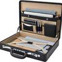 Briefcases for Men Carrying Case Document Attache Case for 16 Inch Laptop Waterproof Faux Leather Multi File Organizer with Anti-Theft Lock Professional Business Case for Work Office Travel, Black
