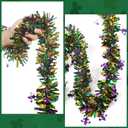 100 Feet Mardi Gras Tinsel Garland Gold Green Purple Christmas Tree Tinsel Garland Metallic Twisted Hanging for Mardi Gras Oktoberfest Birthday Party Decoration, A