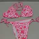 WDIRARA Women's 2 Piece Boho Swimsuits Floral Print Halter String Triangle Bikini Set Beach Bathing Suit Size M