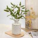 Flower Vase Rustic Metal Vase, 10.2" Vintage White and Gold Distressed Vase for Farmhouse Home Dcor Artificial Flowers and Centerpieces