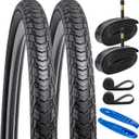 YUNSCM 2-PCS 700C Bike Tires 700x35C/37-622 and 700C Bike Tubes Schrader Valve with 2 Rim Strips Compatible Gravel Bike Tires 700 x 34C 700 x 35C 700 x 36C 700 x 37C Bicycle Tires and Tubes (Y-1127)
