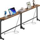Simple Trending 78.75” Console Table, Narrow Behind Couch Table, Adjustable Sofa Tables with Outlet, for Living Room, Rustic Brown