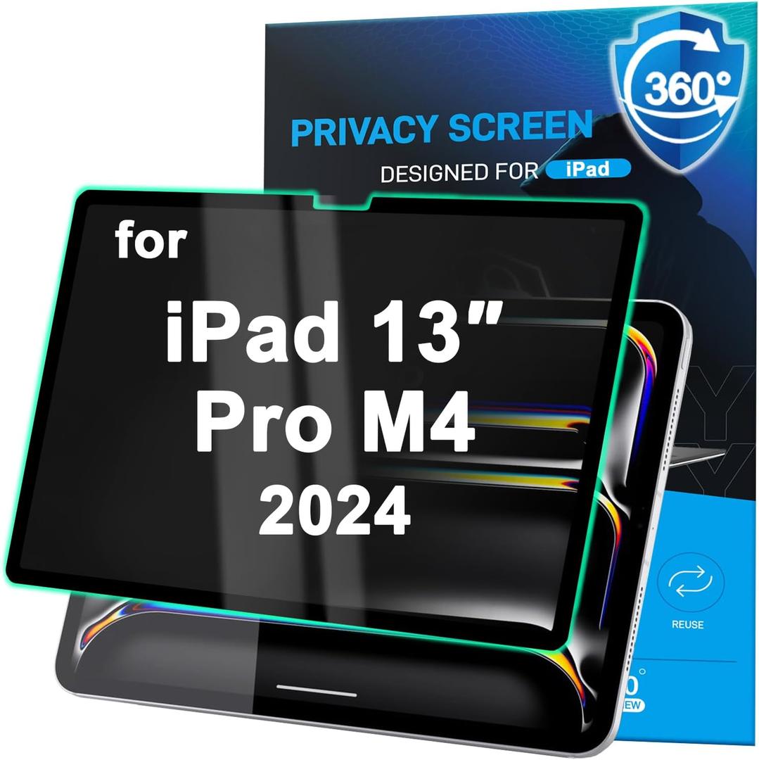 360 Privacy Screen Protector for iPad Pro 13-In M4 2024 High Sensitive Removable Screen Film Anti Glare/Blue Light 13 Inch Filter for iPad Pro M4