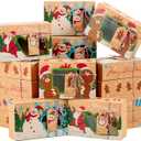 JOYIN 24 PCS Christmas Cookie Gift Baking Box 8.75" x 5.75" x 2.75 with Window Auto-Popup, Xmas Holiday Treat Boxes Containers with Tags for Party Favor Pastries, Cupcake, Brownies, Donut Gift-Giving
