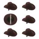 6 Pcs Mini Cowboy Hats Hair Clips Mini Small Miniature Western Cowboy Cowgirl Felt Hats Clip Hair Accessories for Party Decor Dark Brown 3.94 Inch