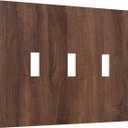 Decorative Light Switch Cover Plate Dark Walnut Wood Grain 3 Gang Wall Plate Triple Toggle Switch Plate Covers Electrical Outlet Cover for Farmhouse Cabin Decor